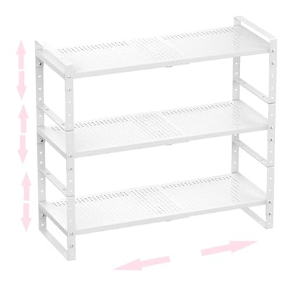Multi-Functional Metal Shoe Rack, Space-Saving, Perfect for Entryway, Closet, Bathroom, etc. - Sturdy and Durable, High Weight Capacity(3PACKS/White/Medium) - color: 3packs/White, size: Medium