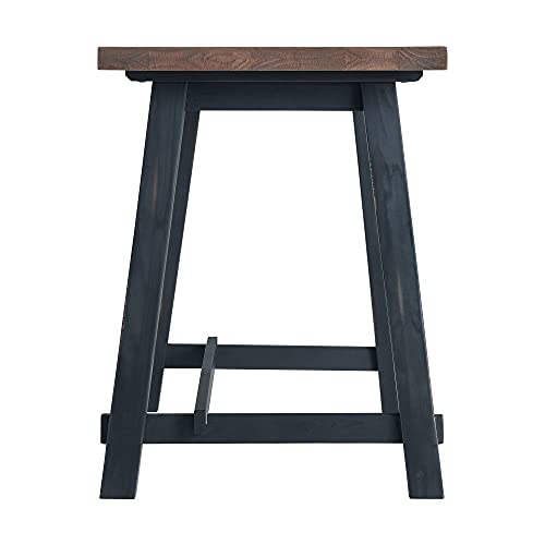 Alaterre Furniture Adam 48 in. Solid Pine Wood Desk, Rustic Industrial Style with Distressed Black Sawhorse Legs, Natural Wood Finish, Home Office Workstation, 48 in. W x 23 in. D x 30 in. H - size: 48"W