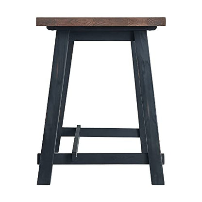 Alaterre Furniture Adam 48 in. Solid Pine Wood Desk, Rustic Industrial Style with Distressed Black Sawhorse Legs, Natural Wood Finish, Home Office Workstation, 48 in. W x 23 in. D x 30 in. H - size: 48"W