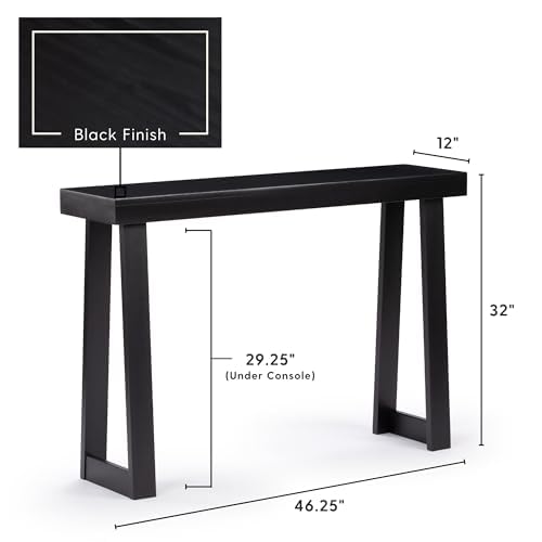 Plank+Beam Classic Console Table, 46 Inch, Black | Non-Toxic Finishes, Versatile Design, Elegant Details, Easy Assembly, Quick Setup, Solid Wood - color: Black, size: 46" Console Table