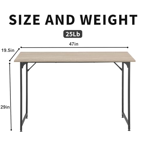 HCY Computer Desk 47 inches Writing Desk Home Office Study Workstation Modern PC Laptop Sturdy Simple Gaming Desk with Metal Frame (Nature), 47x24x29 - color: Nature, size: 47 inch