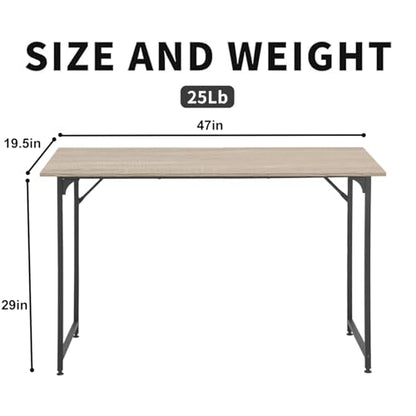 HCY Computer Desk 47 inches Writing Desk Home Office Study Workstation Modern PC Laptop Sturdy Simple Gaming Desk with Metal Frame (Nature), 47x24x29 - color: Nature, size: 47 inch