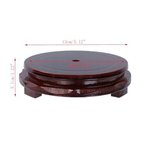 Wooden Display Stand Base 4.72" x 4.72" Wood Carved Craft Pedestal | Traditional Wooden Base, Oriental Antique Display Riser, Round Pedestal Stands, for Vase, Teapot, Stone, Flower Pot - size: Round, 4.72" x 4.72"