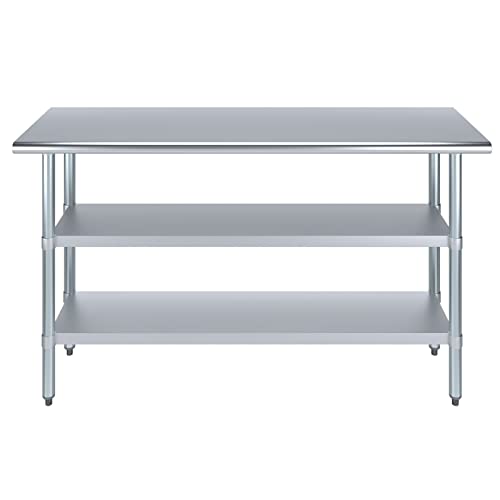 Stainless Steel Work Table with 2 Shelves | Metal Utility Table | Commercial & Residential NSF Utility (Stainless Steel Table with 2 Shelves, 60" Long x 18" Deep) - size: 60" Long x 18" Deep