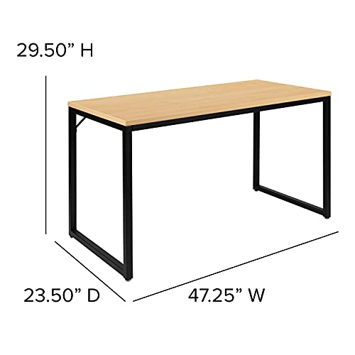 Flash Furniture Industrial Desk, 47", Maple/Black | Commercial Grade, Home Office Desk, Writing Desk, Easy Assembly - color: Black, size: 47 Inch