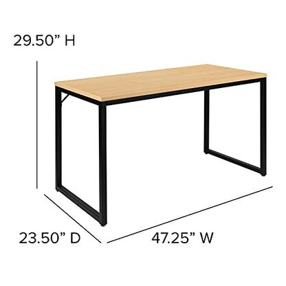 Flash Furniture Industrial Desk, 47", Maple/Black | Commercial Grade, Home Office Desk, Writing Desk, Easy Assembly - color: Black, size: 47 Inch