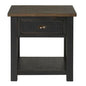 Martin Svensson Home Monterey Solid Wood End Table, Black and Brown | Farmhouse Rustic, Coastal Side Table, Drawer and Shelf - color: Black With Brown Top