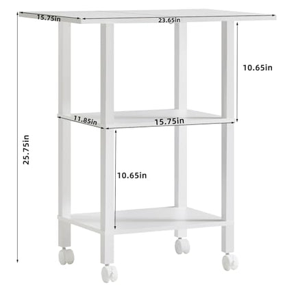 YUFAM 3 Tier Home Printer Stand with Storage, White | Wooden Mobile Printer Table Shelf, Rolling Printer Cart Shelf with Lockable Wheels fit Fax Machine, Scanner - color: White, size: 15.75"D×23.65"W×25.7"H