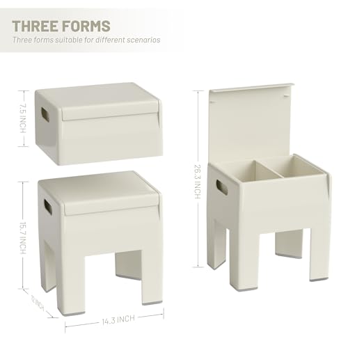 Modern Nightstand - Multifunctional Plastic Bedside Table with Storage Space, Side Table Easy Assembly for Bedroom, Dorm and Small Areas (14.2" D x 11.8" W x 15.78" H, Beige White) - color: Beige White