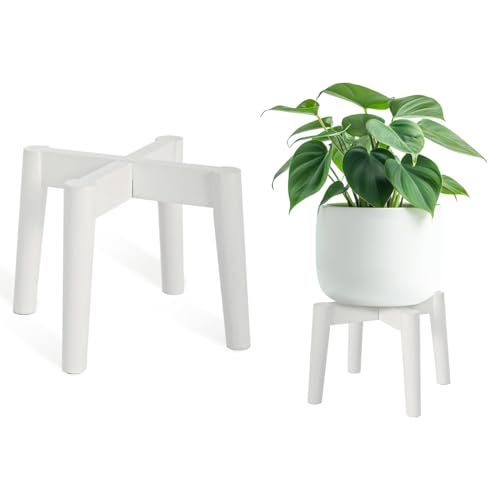 Wood 7.5" x 9.8" Plant Stand Indoor Outdoor, Wooden Single Floor Plant Pot Holder, Natural Plant Stand, Assembly Required (Excluding Potted Plants) - color: White, size: 7.5" H x 9.8" W