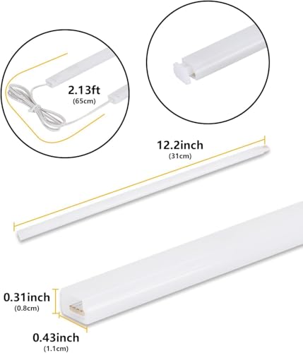Cefrank 6-Pack 12 Inch Seamlessly Linkable LED Under Cabinet Lighting Strip Light Bars for Cabinet, Kitchen, Shelf, Workbench, Cupboard, 1200 Lumen Cold White 6000K - color: White