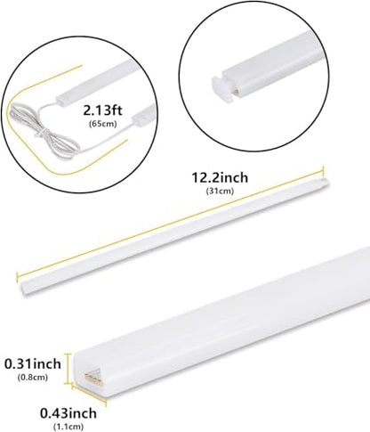 Cefrank 6-Pack 12 Inch Seamlessly Linkable LED Under Cabinet Lighting Strip Light Bars for Cabinet, Kitchen, Shelf, Workbench, Cupboard, 1200 Lumen Cold White 6000K - color: White