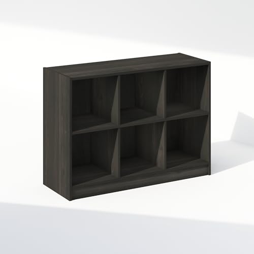 Furinno Basic Book Shelf, 3x2 Bookshelf, Cube Organizer Cabinet Bookcase with Shelf Storage, 11.9 x 31.6 x 23.6, for Living Room, Bedroom, Home Office, Espresso - color: Espresso