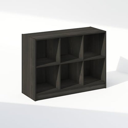 Furinno Basic Book Shelf, 3x2 Bookshelf, Cube Organizer Cabinet Bookcase with Shelf Storage, 11.9 x 31.6 x 23.6, for Living Room, Bedroom, Home Office, Espresso - color: Espresso