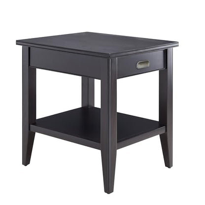 Leick Home Laurent End Table, Solid Wood, 1 Drawer, Bottom Display Shelf, Easy Assembly, for Bedroom/Living Room, Black, 24.0 in L x 20.0 in. W x 24.0 in. H, 10507-BK - color: Black