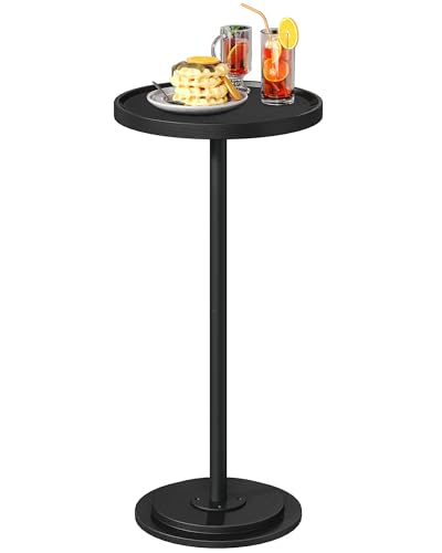 CHOEZON Small Round Side Table, Drink Table for Small Spaces, Pedestal Martini Side Table, Thickened Base, for Living Room, Bedroom, Office, Black TBZ30BB - color: Black