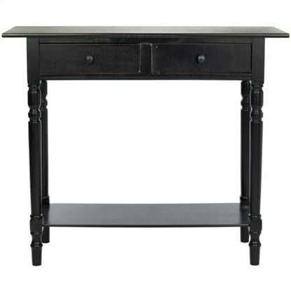 SAFAVIEH Home Collection – Rosemary Distressed Black Console Table with Drawers & Shelf, Classic Contemporary Storage Console, Turned Leg Design (AMH5705B) - color: Distressed Black