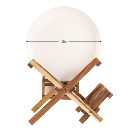 NOVAYEAH Acacia Wooden Dish Drying Rack for Kitchen Counter 2-Tier Collapsible Bmaboo Dish Drying Rack with Utensil Holder-Large Folding Dish Drainer Rack with Flatware Holder 34 pcs Grid - color: 2-tier (Acacia Wood)