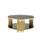 Black Glass Coffee Table, 2-Tier Round Tempered Glass with Gold Stainless Steel Frame, Modern Luxury Coffee Table for Living Room, Office, or Café - color: Coffee Table
