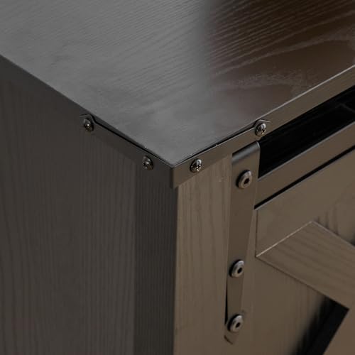 Black Farmhouse Entryway Table, Rustic Hallway Table with Storage Shelf, Sofa Table with Sliding Barn Doors for Hallway, Entryway, Living Room, Foyer - color: Black
