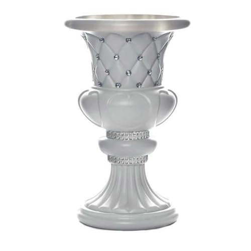 Efavormart 2 Pack 18" Tall White PVC 10mm Crystal Studded Italian Inspired Pedestal Column Plant Stand Pot