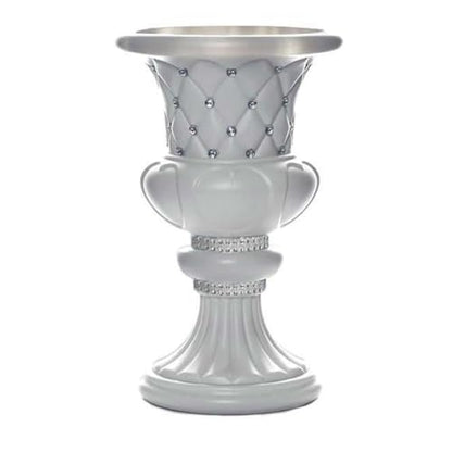 Efavormart 2 Pack 18" Tall White PVC 10mm Crystal Studded Italian Inspired Pedestal Column Plant Stand Pot