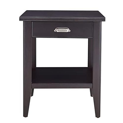 Leick Home Laurent End Table, Solid Wood, 1 Drawer, Bottom Display Shelf, Easy Assembly, for Bedroom/Living Room, Black, 24.0 in L x 20.0 in. W x 24.0 in. H, 10507-BK - color: Black