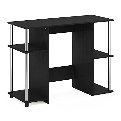 Furinno Jaya Computer Study Desk, Americano/Stainless Steel - color: Americano/Stainless Steel