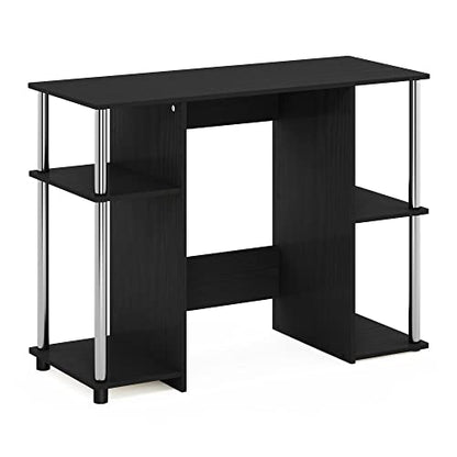 Furinno Jaya Computer Study Desk, Americano/Stainless Steel - color: Americano/Stainless Steel