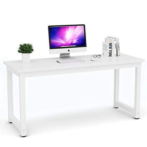 Tribesigns Computer Desk, 63 inch Large Office Desk Computer Table Study Writing Desk for Home Office, White - color: White, size: 63*23.6 inch