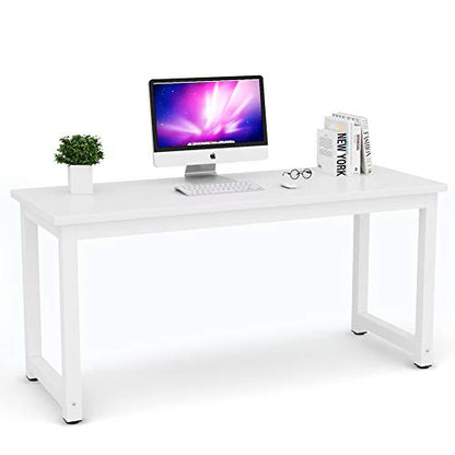 Tribesigns Computer Desk, 63 inch Large Office Desk Computer Table Study Writing Desk for Home Office, White - color: White, size: 63*23.6 inch