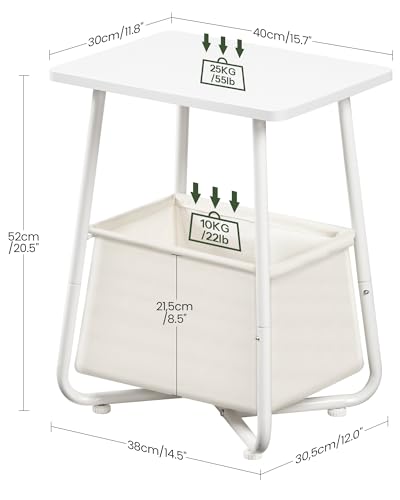 CHOEZON Nursery Side Table with Removable Fabric Basket, Small Side Table for Small Spaces, Nursery Nightstand for Couch, Bedroom, Living Room, White TBZ13WB - color: White