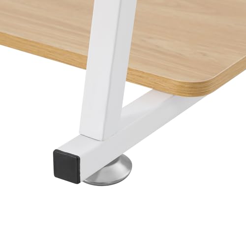 3 Tiers Rolling Computer Desk, 31.5 Inch Home Office Desk with 4 Wheels & 4 Foot Pads, Mobile Small Computer Desk, Student Study Table for Small Space Bedroom (White+Log Color) - color: White+log Color