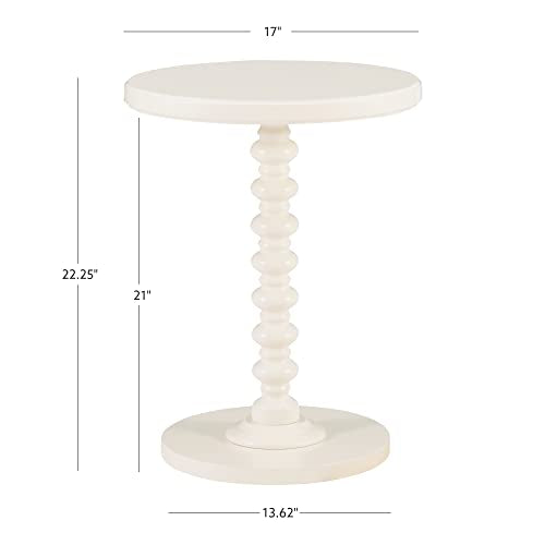 Powell Tarkin Round Off White Turned Spindle Pedestal Side Accent Table - color: Off White