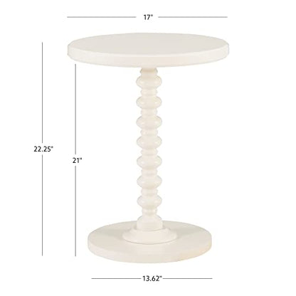 Powell Tarkin Round Off White Turned Spindle Pedestal Side Accent Table - color: Off White