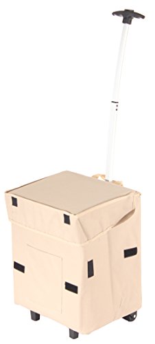 dbest products Smart Cart, Khaki Collapsible Rolling Utility Cart Basket Grocery Shopping Teacher Hobby Craft Art - color: Khaki, size: Standard