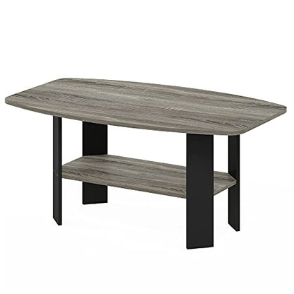 Furinno Simple Design Coffee Table, French Oak Grey/Black - color: French Oak Grey/Black, size: Coffee Table