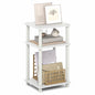 Furinno Turn-N-Tube 3-Tier Toolless Side Table, Narrow Printer Stand with Open Shelf, End Table, Night Stand, for Living Room, Bedroom, White - color: White