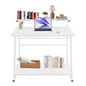 3 Tiers Rolling Computer Desk, 31.5 Inch Home Office Desk with 4 Wheels & 4 Foot Pads, Mobile Small Computer Desk, Student Study Table for Small Space Bedroom (White+White) - color: White+white