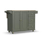 Homestyles Mobile Kitchen Island Cart with Wood Top and Dropleaf Breakfast Bar, 18" D x 53.5" W x 36" H, Green - color: Green