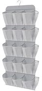 MISSLO 30 Large Pockets Dual Sided Hanging Shoe Organizer for Closet with Rotating Hanger Hanging Shoe Shelves, Grey - color: Grey