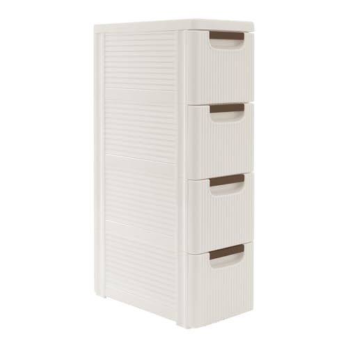 Narrow Storage Deep Cabinet, Space-Saving Mobile Slim Plastic Bathroom Storage Cart, Organizer Cart with Wheels for Office Classroom Bedroom, Easy Assembly & Removable Drawers (4-Tier) - size: 4-Tier