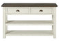 Martin Svensson Home Solid Wood Sofa Console Table, Cream White with Brown Top - color: Cream White With Brown Top