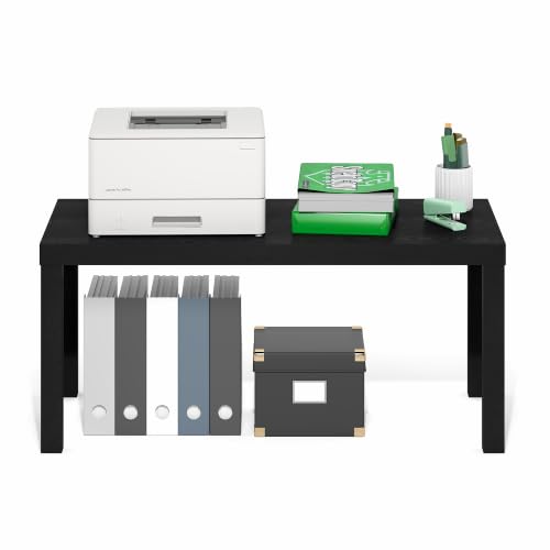 Furinno CLASSIC Coffee Table, Modern Rectangle Printer Stand, Black | 1.8" Triple Thick Tabletop, Toolless Assembly, Side Table, for Living Room, Home Office - color: Black, size: Rectangle