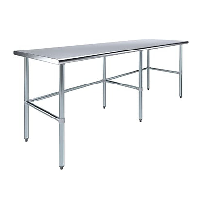30 in. x 96 in. Open Base Stainless Steel Work Table | Residential & Commercial | Food Prep | Heavy Duty Utility Work Station | NSF - size: 96 in. Length x 30 in. Width