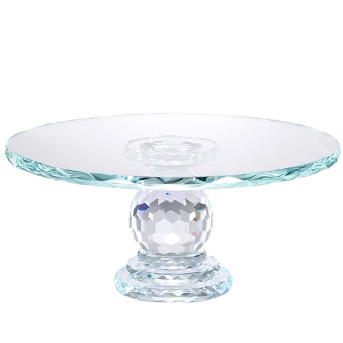 Uten Crystal Glass Cake Stand, 11" Cake Display Stand Decorating Supplies | Clear Cupcake and Dessert Display Holder, Heavy Glass, Sparkle in the Light, Flat Top Surface for Birthdays, Weddings - color: Wave Texture Crystal Glass