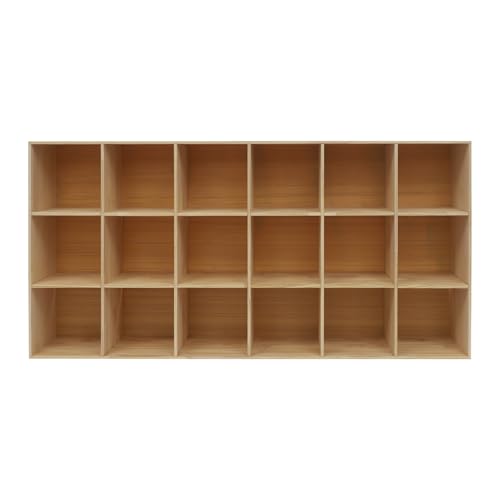 18 Cube Solid Wood Bookcase, Wooden Bookshelf Modern Floor Standing Storage Shelf for Living Room Bedroom Office, 11.8 * 11.8 * 11.8in Cubes with 220lbs Capacity, Easy Assembly - size: 18 Cube