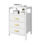 Nightstand 3 Drawers Side Table Modern Bedside End Table | White night stand with 3 fabric drawers, double layer shelf, metal frame, space saving end table for bedroom and living room - size: 3 Drawers, Single Piece