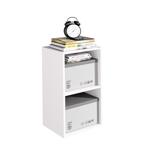 Wooden 2 Cube Storage Organizer, 2 Tier Storage Cubes Storage Display Cubby, Versatile Cubes Shelf and Cubby Organizer for Any Space (White, 2 Cube-W(11.8inch) - color: White, size: 2 Cube-W(11.8inch)