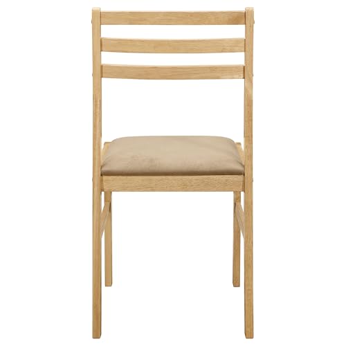 Coaster Home Furnishings 3-Piece Round Wood Dining Room Set Drop Leaf Extension Table Ladder Back Side Chairs Upholstered Seat Cushions Beige and Natural 130006